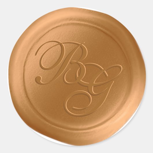 Dicke Gold Script Double Monogram Wax Siegel Stick Runder Aufkleber (Vorderseite)