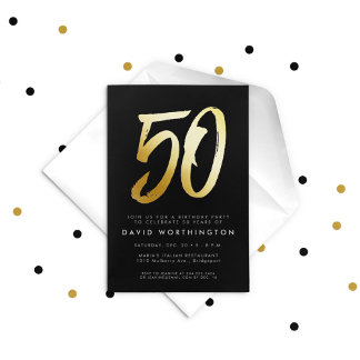 Dicke goldene elegante 50. Geburtstagsparty Folieneinladung