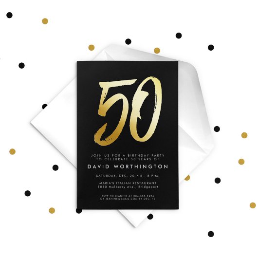 Dicke goldene elegante 50. Geburtstagsparty Folieneinladung