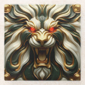 Dicke goldene Löwe mit fiery Blick Glasuntersetzer (Vorderseite)