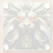 Dicke goldene Löwe mit fiery Blick Glasuntersetzer (Rückseite)