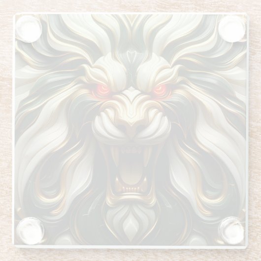 Dicke goldene Löwe mit fiery Blick Glasuntersetzer (Rückseite)