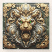 Dicke goldene Löwe mit scharfer Ausprägung Glasuntersetzer (Vorderseite)
