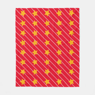 Dicke goldene Sterne/rote Streifen Fleece Blanken