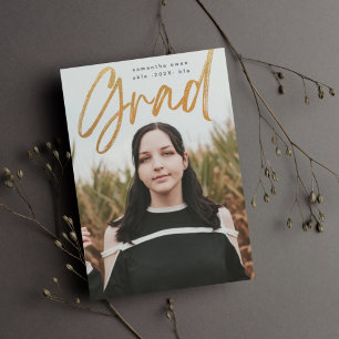 Dicke Goldfolie Brush Grad Moderne Foto Universitä Ankündigung