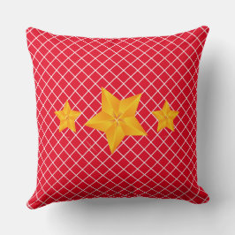 Dicke Goldstars/rote Streifen Kissen