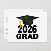 Dicke Grad Cap-Klasse des Abschlusses 2026 Postkarte (Vorne/Hinten)