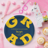 Dicke GRAD Gelb auf blauem Abschluss Pappteller (Party)