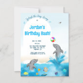 Dicke Grafische Dolphin Fun Ocean Volleyball Magneteinladung (Vorderseite)