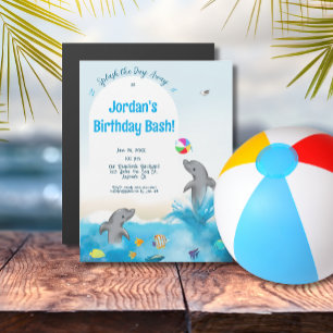 Dicke Grafische Dolphin Fun Ocean Volleyball Magneteinladung