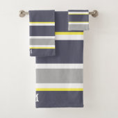 Dicke graue gelbe Streifen Monogram Badetuch Set (Insitu)