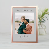 Dicke Grenzfolie Save the Date Minimale Foto-Karte Folieneinladung (Stehend vorne)