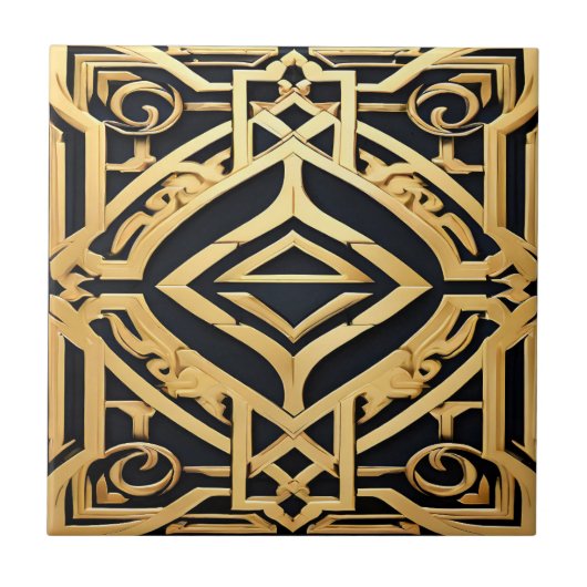 Dicke griechische Tiles aus Gold und schwarzem Mos Fliese (Vorderseite)