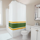 Dicke, grün-gelbe Streifen auf weißen Streifen Duschvorhang (Beispiel)