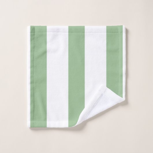 Dicke, grün und weiß Streifen Badhandtuch Set (Waschlappen)