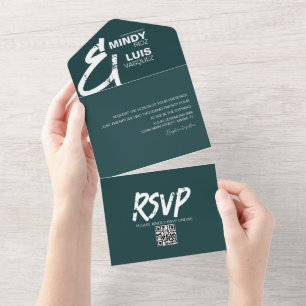 Dicke grüne AMPERSAND Grunge Wedding All In One Einladung