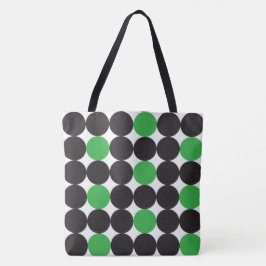 Dicke grüne schwarze Punkte Geometrisches Muster Tasche