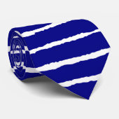 Dicke, harte Streifen - Marine auf Weiß Krawatte (Gerollt)