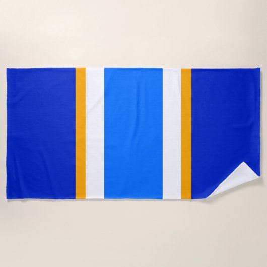 Dicke, helle Royal Blue White Racing Stripes Strandtuch (Vorderseite)
