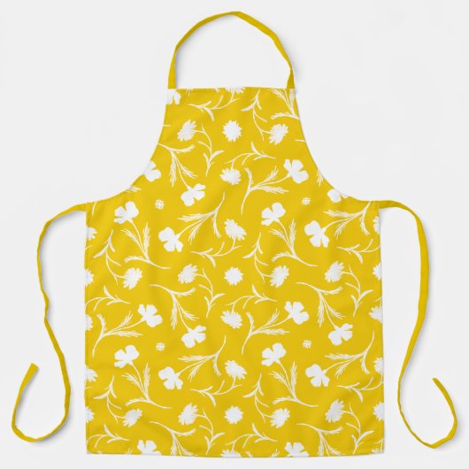 Dicke, hellgelbe Blumenmuster Cooler Pop Moderne Schürze (Vorderseite)