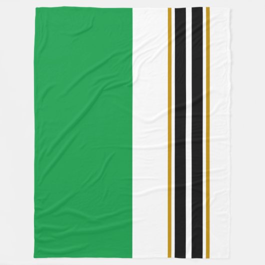 Dicke, hellgrüne, weiße Twin Black Racing Streifen Fleecedecke (Vorderseite)