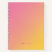 Dicke, hellrosa, gelbgelbe Gradient Ombré Notizblock (Vorderseite)