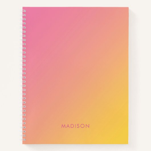 Dicke, hellrosa, gelbgelbe Gradient Ombré Notizblock (Vorderseite)
