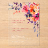 Dicke, hellrosa Orangefarbene Blumenzehen Acryleinladungen (Vorderseite)