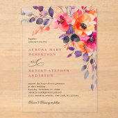 Dicke, hellrosa Orangefarbene Blumenzehen Acryleinladungen (Vorderseite)