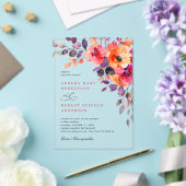 Dicke, hellrosa Orangefarbene Blumenzehen Acryleinladungen (In Situ (Hochzeit))