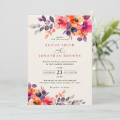 Dicke, hellrosa Orangefarbene Blumenzehen Einladung (Stehend Vorderseite)