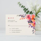 Dicke, hellrosa Orangefarbene Blumenzehen RSVP Karte (Stehend Vorderseite)