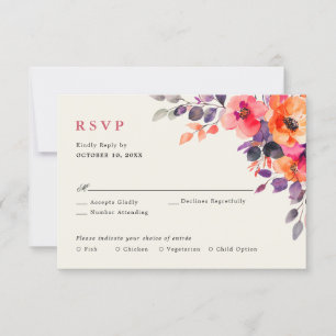 Dicke, hellrosa Orangefarbene Blumenzehen RSVP Karte