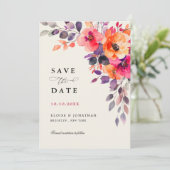 Dicke, hellrosa Orangefarbene Blumenzehen Save The Date (Stehend Vorderseite)