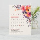 Dicke, hellrosa Orangefarbene Blumenzehen Save The Date (Stehend Vorderseite)