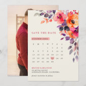 Dicke, hellrosa Orangefarbene Blumenzehen Save The Date (Vorne/Hinten)