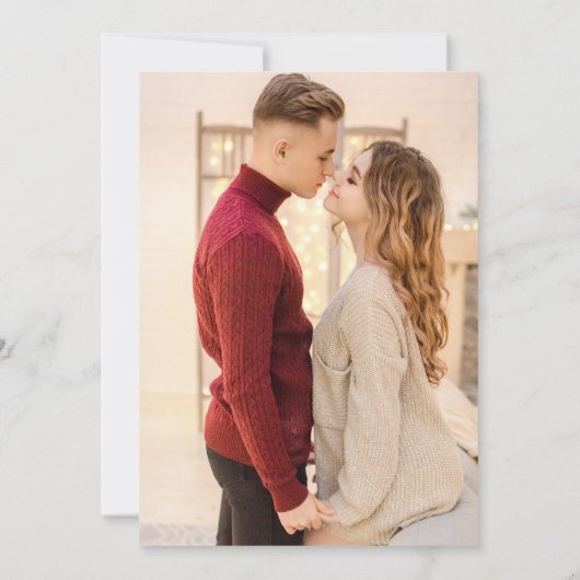 Dicke, hellrosa Orangefarbenes Foto Hochzeit Einladung (Rückseite)