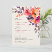 Dicke, hellrosa Orangenfarbe QR-Code Hochzeit Einladung (Stehend Vorderseite)