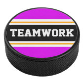 Dicke, hellrosa, schwarze TEAMWORK Racing Stripes Eishockey Puck (3/4)