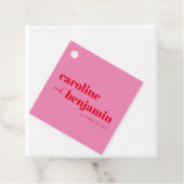 Dicke, hellrosa und roter Chic Moderne Hochzeit Geschenkanhänger (Beispiel)