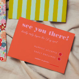 Dicke, hellrot und rosa Einfache UAWG Wedding RSVP Karte