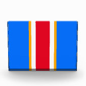 Dicke, hellrote, blaue vertikale Streifen Fotoblock (Vorderseite)