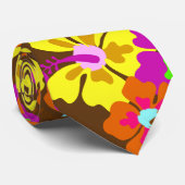 Dicke Hibiskus Blumenmuster Braun Grooms Krawatte (Gerollt)