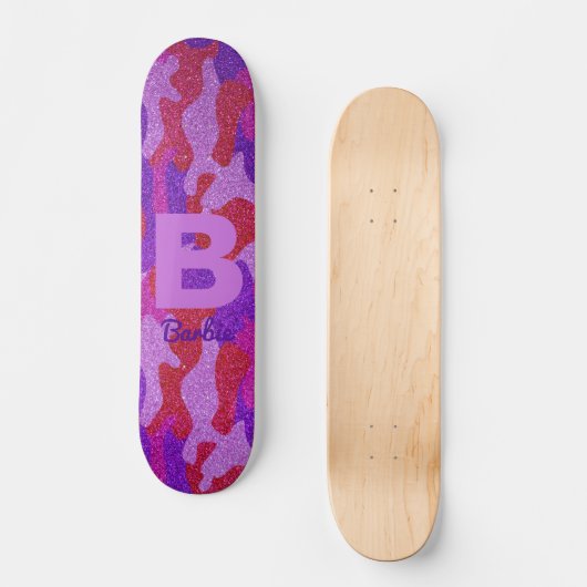 Dicke Hot Pink Rot & Lila Glitzer Camouflage Camou Skateboard (Vorderseite)