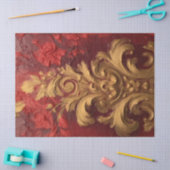 Dicke Imitate Gold Barockschmuck Bordeaux Blume Seidenpapier (Basteln)