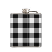 Dicke Karierte Schwarz-Weiß-Muster mit Monogramm Flachmann (Rückseite)
