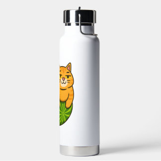 Dicke Katze auf Wassermelonen-Meme-Shirt Trinkflasche