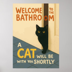 Dicke Katze Badezimmer Schild – Lustige Katze Bade