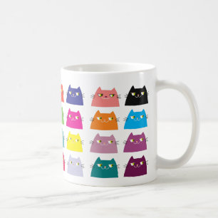 Dicke Katze Muster Cartoon Bunt Lustig Vibrant Kaffeetasse
