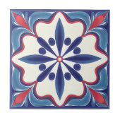 Dicke Keramik Blau und Rot Fliese (Vorderseite)